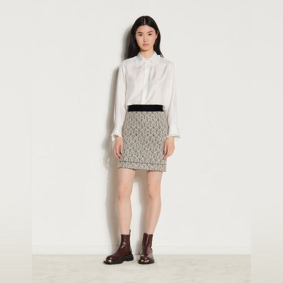 SANDRO PARIS NWOT Short Jacquard Knit Wool Blend Skirt $300 MSRP Size 4 - Picture 4 of 14